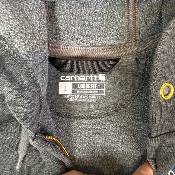 Carhartt Loose Fit Morris Construction full zip grey fleece jacket mens L - Picture 5 of 8